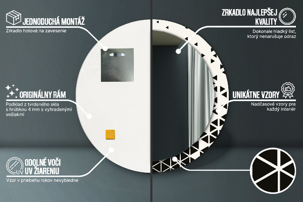 Miroir rond avec décoration Résumé géométrique