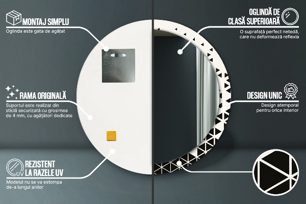 Miroir rond avec décoration Résumé géométrique