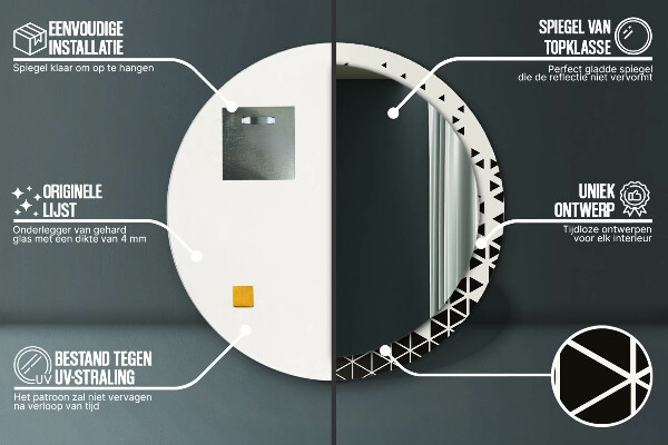 Miroir rond avec décoration Résumé géométrique