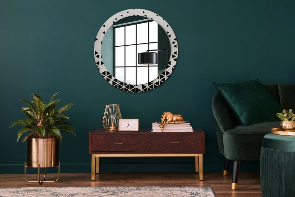 Miroir rond avec décoration Résumé géométrique