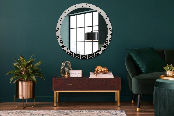 Miroir rond avec décoration Résumé géométrique
