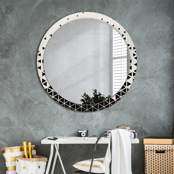 Miroir rond avec décoration Résumé géométrique