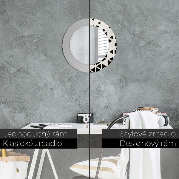 Miroir rond avec décoration Résumé géométrique
