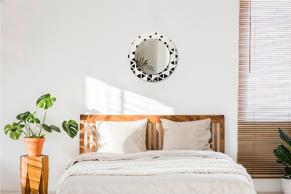 Miroir rond avec décoration Résumé géométrique