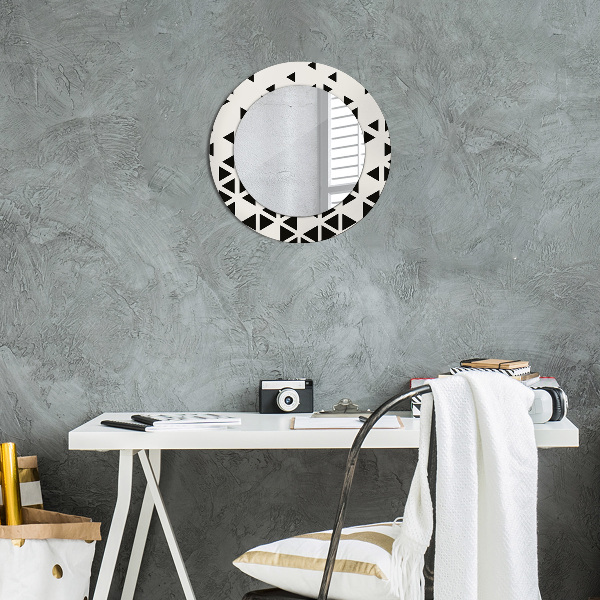 Miroir rond avec décoration Résumé géométrique