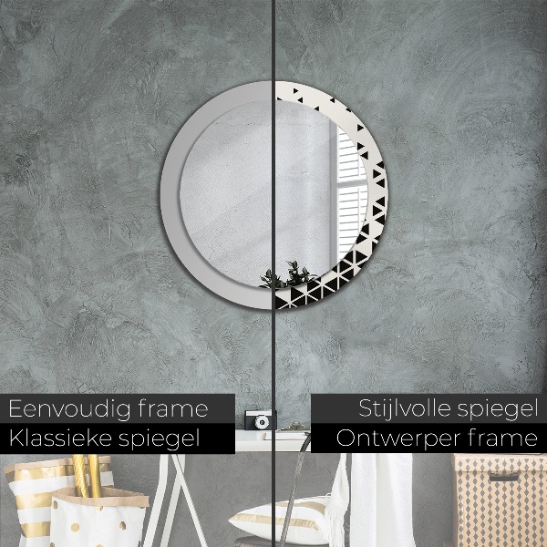 Miroir rond avec décoration Résumé géométrique