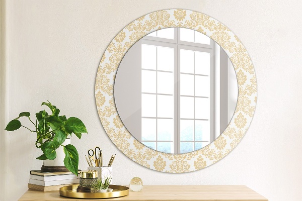 Miroir rond avec décoration Damasique baroque