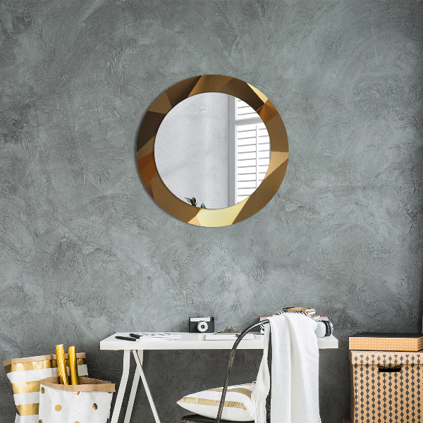 Miroir rond avec décoration Abstraction d'or