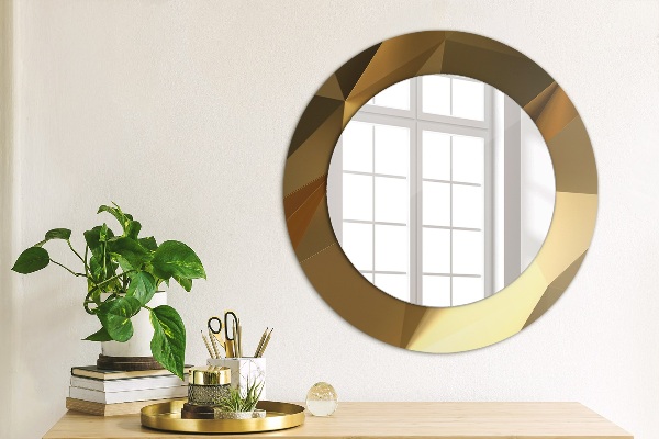 Miroir rond avec décoration Abstraction d'or