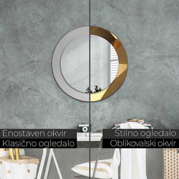 Miroir rond avec décoration Abstraction d'or
