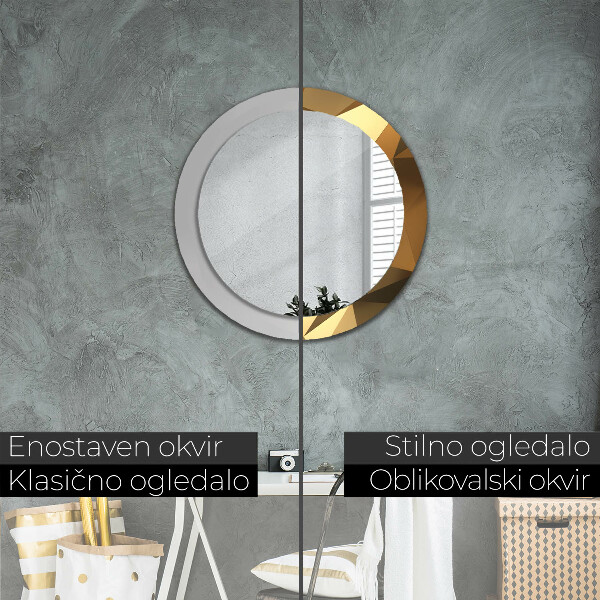 Miroir rond avec décoration Abstraction d'or