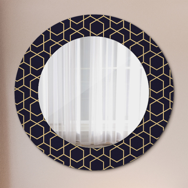 Miroir rond avec décoration Résumé géométrique