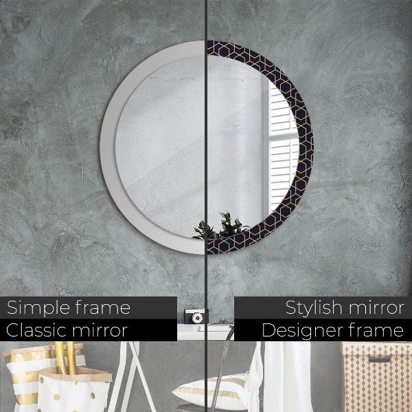 Miroir rond avec décoration Résumé géométrique