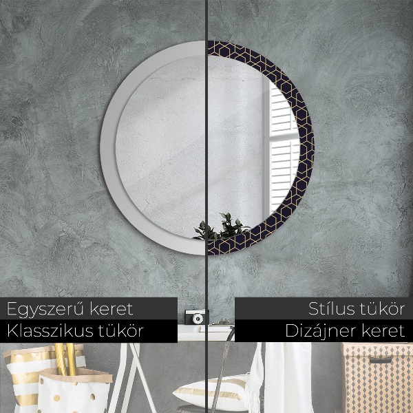 Miroir rond avec décoration Résumé géométrique