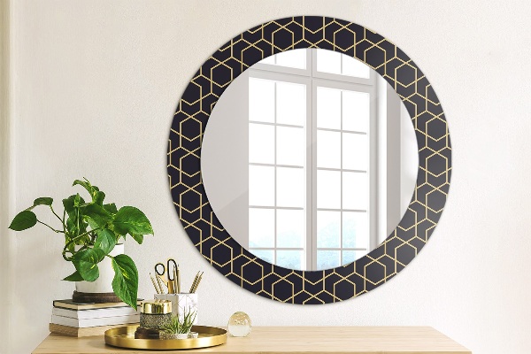 Miroir rond avec décoration Résumé géométrique