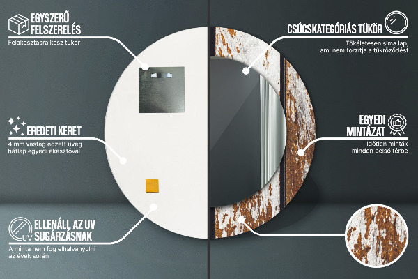 Miroir rond avec décoration Bois noir vintage