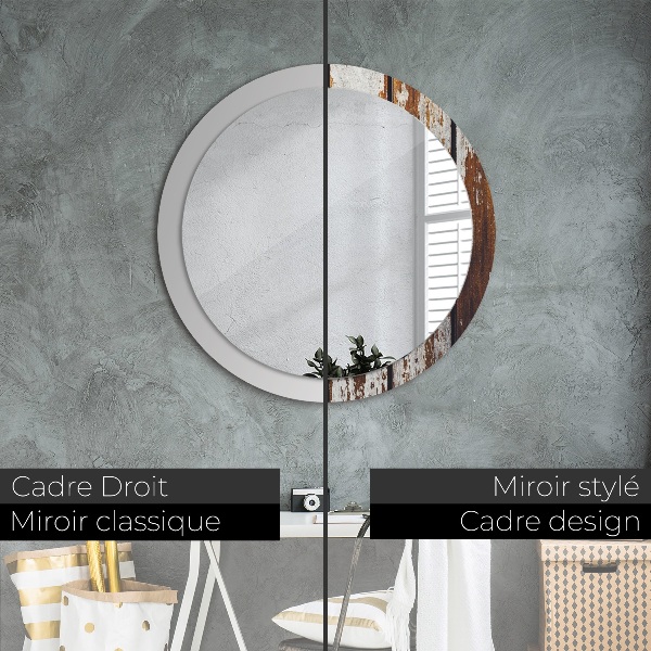 Miroir rond avec décoration Bois noir vintage