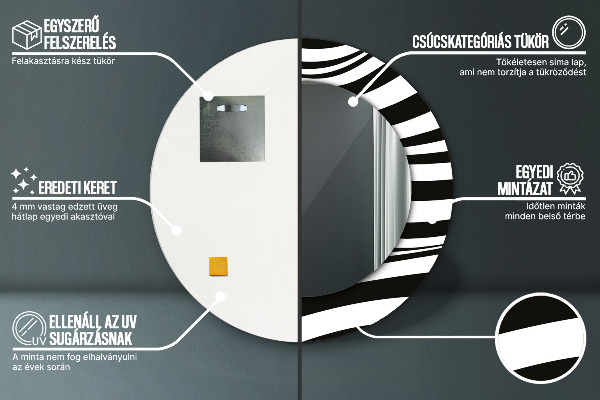Miroir rond avec décoration Vague abstraite