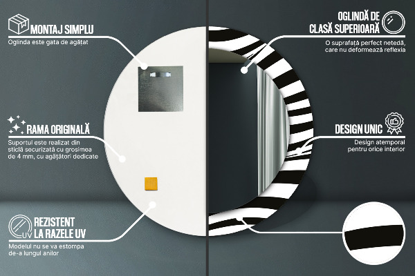 Miroir rond avec décoration Vague abstraite