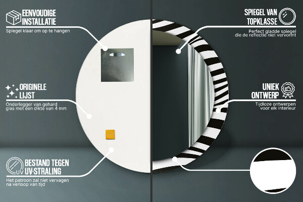 Miroir rond avec décoration Vague abstraite