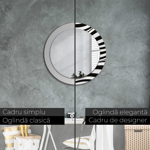 Miroir rond avec décoration Vague abstraite