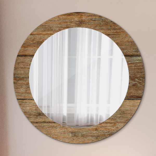 Miroir rond avec décoration Vieux bois