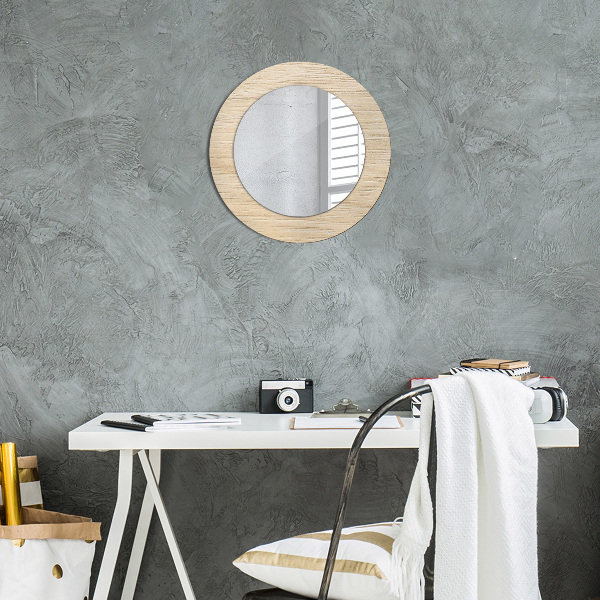 Miroir rond avec décoration Bois léger