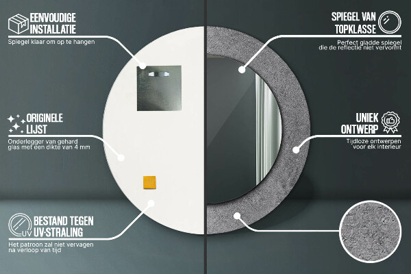 Miroir rond imprimé Texture en béton