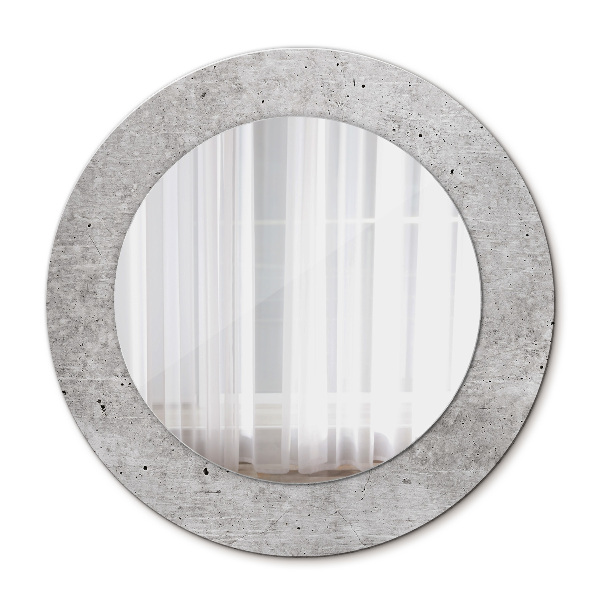 Miroir rond imprimé Béton gris