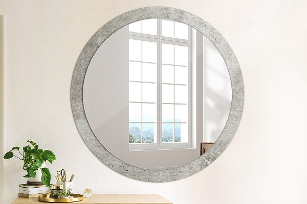 Miroir rond imprimé Béton gris