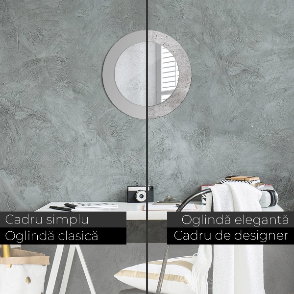 Miroir rond imprimé Béton gris