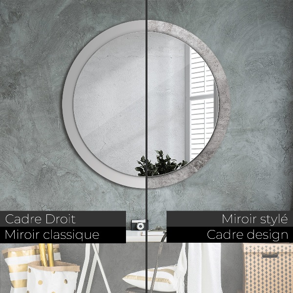 Miroir rond imprimé Béton gris