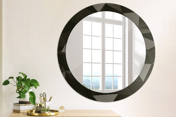 Miroir rond imprimé Résumé noir