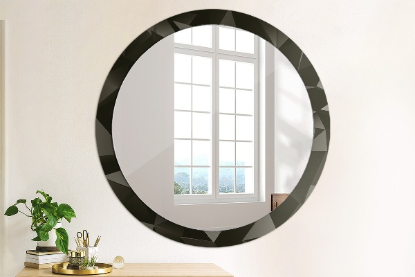 Miroir rond imprimé Résumé noir