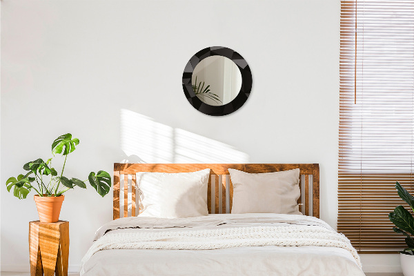 Miroir rond imprimé Résumé noir