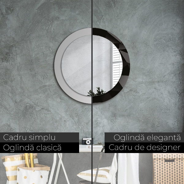 Miroir rond imprimé Résumé noir