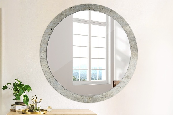 Miroir rond imprimé Béton gris