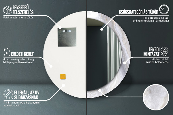 Miroir rond imprimé Marbre abstrait