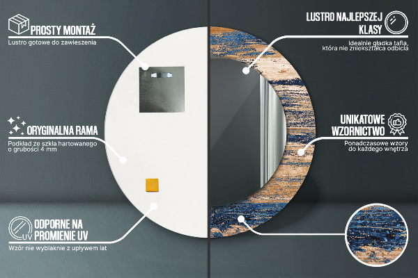 Miroir rond imprimé Bois abstrait