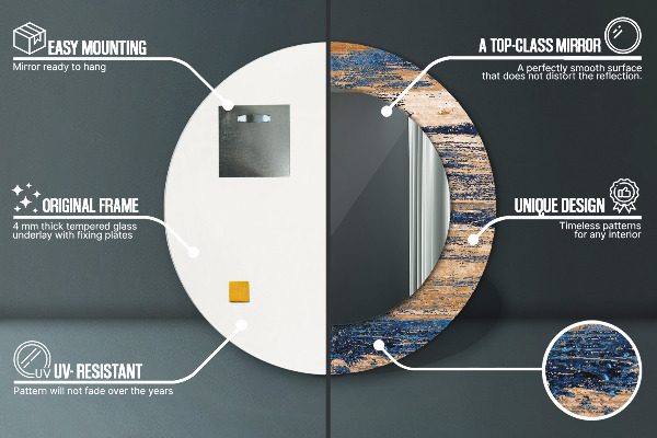 Miroir rond imprimé Bois abstrait