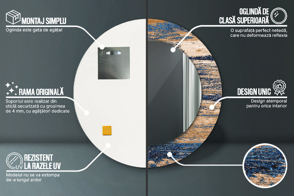 Miroir rond imprimé Bois abstrait