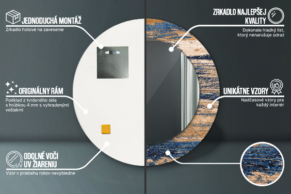 Miroir rond imprimé Bois abstrait