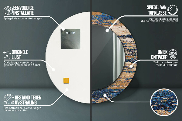 Miroir rond imprimé Bois abstrait