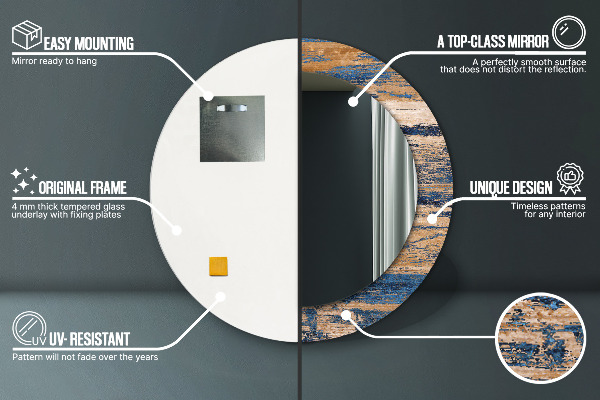 Miroir rond imprimé Bois abstrait