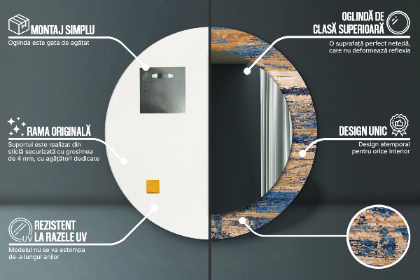 Miroir rond imprimé Bois abstrait