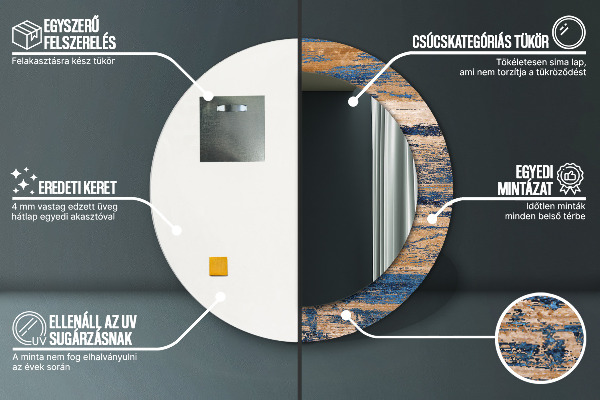 Miroir rond imprimé Bois abstrait