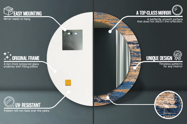 Miroir rond imprimé Bois abstrait