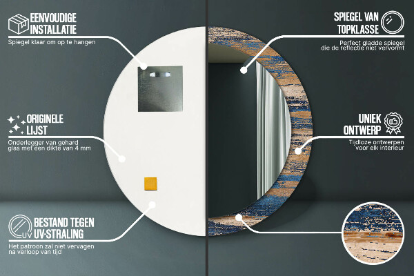 Miroir rond imprimé Bois abstrait
