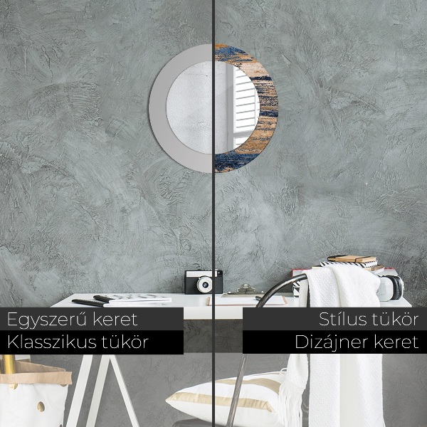 Miroir rond imprimé Bois abstrait