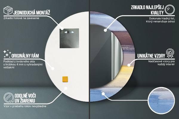 Miroir rond imprimé Image abstraite